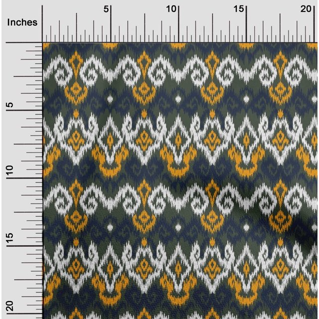 oneOone Georgette Viscose Fabric Diamond & Swirl Ikat Printed Fabric 1 Yard 42 Inch Wide
