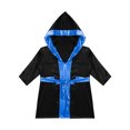 thumbnail image 3 of Raenseen Garçons Enfants Robe de Boxe à Manches Longues Uniforme Kick Boxe Art Martial Muay Thaï Entraînement à Capuche Noir&Bleu 14, 3 of 5