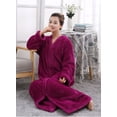 thumbnail image 4 of Women's Flannel Robe Zipper Front Long Plush Full Length Bathrobe with Pockets M-XL, 4 of 6