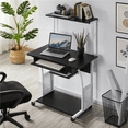 thumbnail image 3 of Fullfurnique Rolling 3-Tier Computer Desk with Detachable Top Shelf, Black, 3 of 9