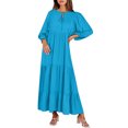 thumbnail image 1 of Gspmoly Robes d'Été, Robe Décontractée Européenne pour Femmes et Nouvelle Robe à Manches Unie à Manches Longues, Col Rond et Longueur Cheville, Robes de Cocktail pour Femmes en Liquidation, 1 of 5