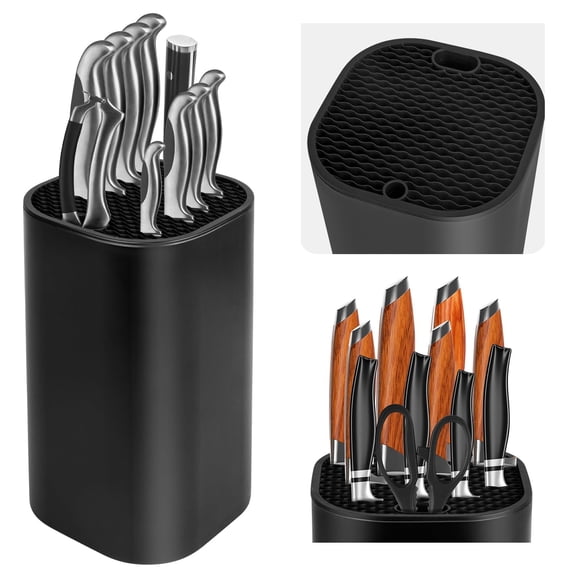 Qoosea Bloc pour Couteaux Sans Couteaux, Bloc Universel pour Couteaux, Porte-Couteaux Détachable avec Fente pour Ciseaux, Fente pour Barre d'Affûtage, Gain de Place pour la Cuisine