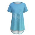 thumbnail image 4 of Birdeem Mode Femmes Mode Manches Courtes Col Rond T-Shirt Long Imprimé Blouse Hauts Amples, 4 of 4
