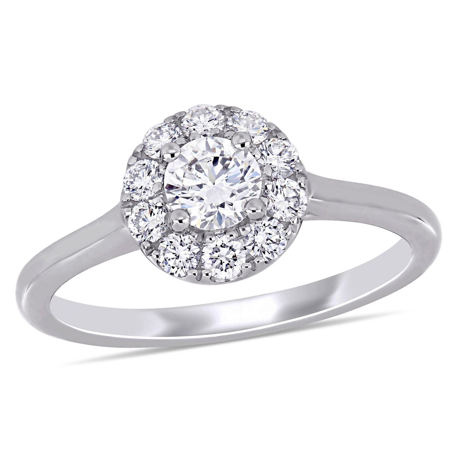 Bague de fiançailles Miabella avec diamants de laboratoire 3/4 CT poids total en or blanc 14K