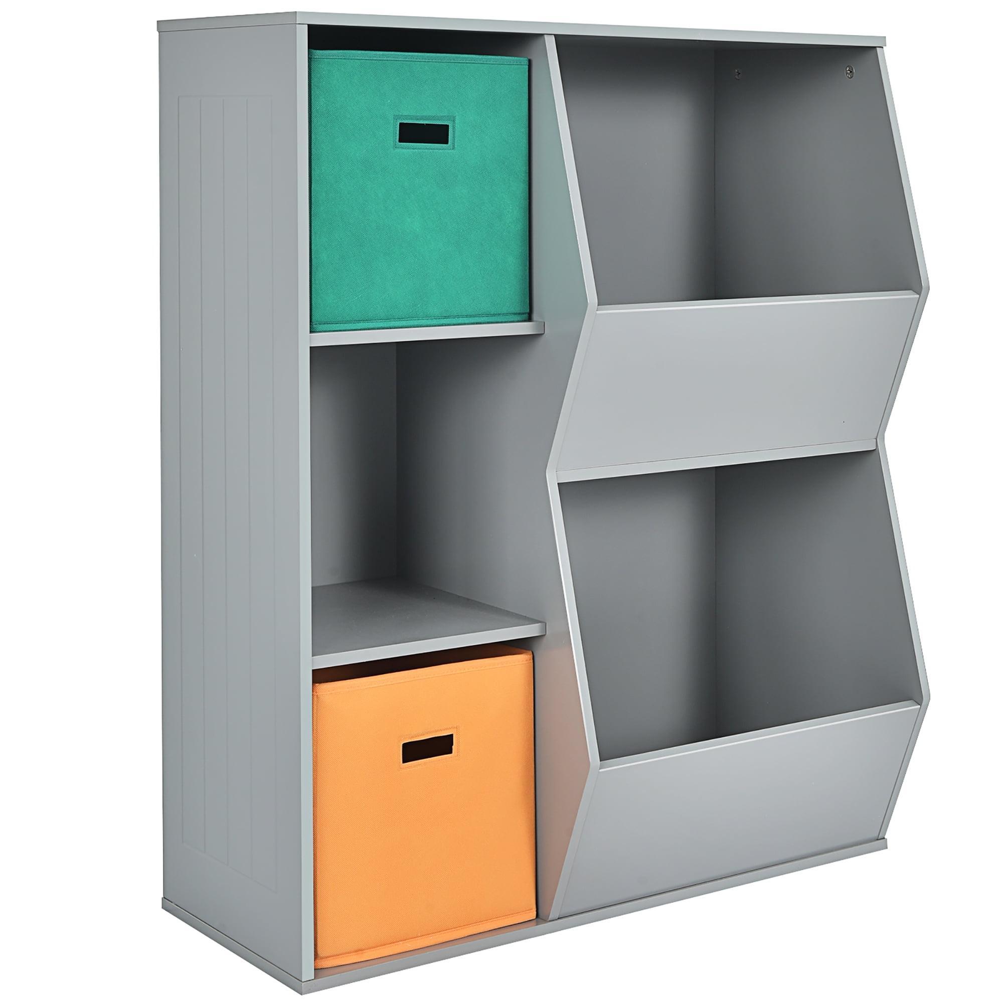 Costway Rangement pour Jouets pour Enfants, Casier, Armoire au Sol, Étagère, Organisateur avec 2 Paniers, Gris