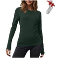 thumbnail image 1 of Yuyuzo Chandails à Manches Longues pour Femmes, Couche de Base Thermique Légère, T-Shirts à Col Rond, Hauts Chauds et Confortables avec Chaussettes, 1 of 7