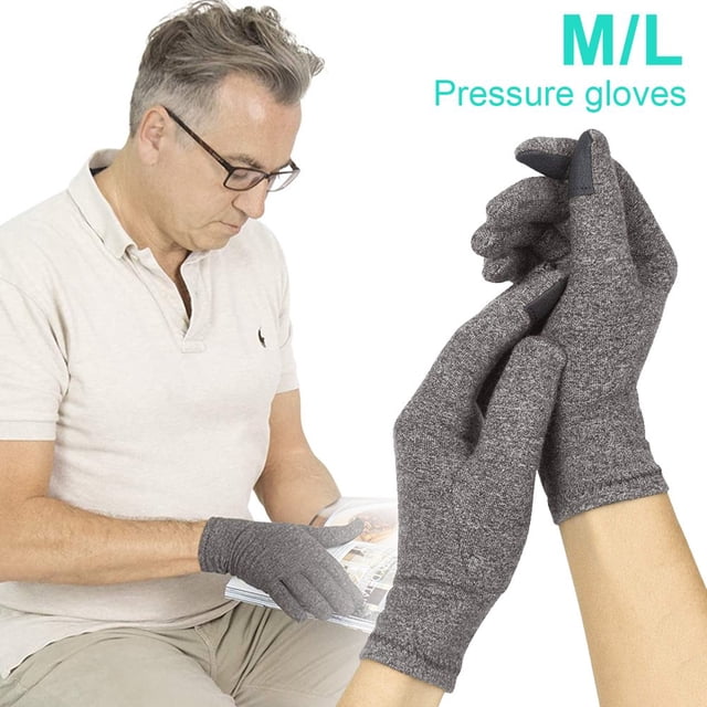 1 Paire de Gants à Doigts Complets pour l'Arthrite Rhumatoïde et l'Arthrose Gants de Compression en Coton Confortables et Doux pour le Soulagement de la Douleur et le Soulagement de la Raideur Gris