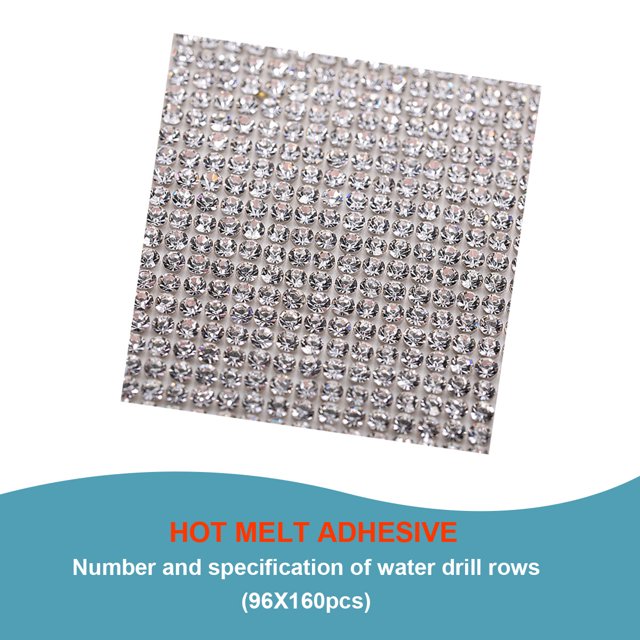 Baohd Crystal Rhinestone Ribbon Clothing Accessories Sticker Convenient Using Present Decoration Sheet with Shine Appearance Exquisite white 6 hot melt glue