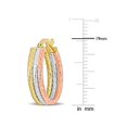 thumbnail image 2 of 10K Yellow, White and Rose Gold Triple Row Twisted Hoop Earrings, 2 of 3