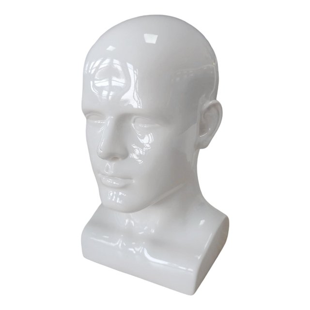 PVC Mannequin Male Head Model Height 34cm Styling Accessory for Hair Glasses Head Circumference 56cm Durable Lightweight White