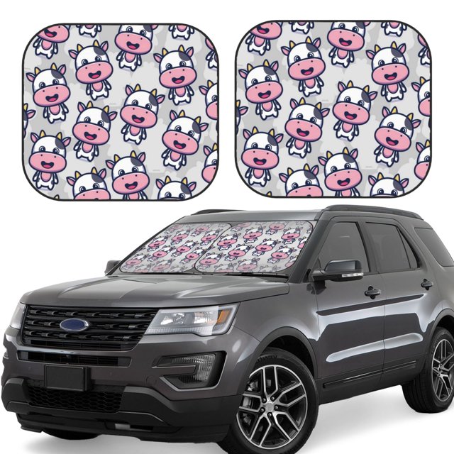 Vsdgher Baby Cow Print Car Windshield Sun Shade, Reflective Sunshade Window Sunshade Sun Visor Protector Fit for Cars,Trucks,SUVs-Large