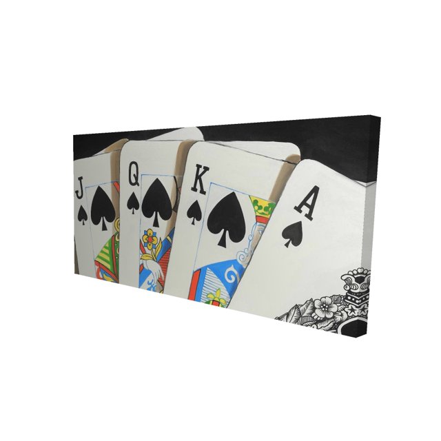 Card game spades royal flush closeup - 24"x48" canvas - Print on demand