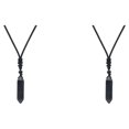 thumbnail image 4 of Transemion Handmade Clear Quartz Crystal Necklace Energy And Elegance Master StoneAdjustable Obsidian 2Set, 4 of 6