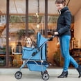 thumbnail image 2 of BestPet Nouvelle Poussette Bleue pour Animaux Cage pour Chat et Chien Poussette à 3 Roues Transport Pliant de Voyage T13, 2 of 7