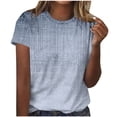 thumbnail image 2 of Soldes de Liquidation d'Été Iumwxz Hauts Décontractés pour Femmes T-Shirts Basiques Vêtements pour Femmes Hauts à Rayures Graphiques Col Rond Manches Courtes Tuniques pour Femmes Costume Simple, 2 of 4