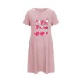 thumbnail image 5 of Vêtements de Nuit pour Femmes Robes de Nuit pour Femmes Robe de Nuit à Imprimé Cœur Manches Courtes Col Rond Chemise de Nuit Confort Robe de Pyjama Vêtements de Nuit T-Shirt Tenue d'Intérieur Robe de Maison Grande Taille Jupe de Pyjama TG, 5 of 5