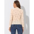 thumbnail image 4 of Unique Bargains Imprimé Floral Femmes Entaille V Cou Bureau Blouse à Manches Longues Abricot XS, 4 of 5