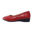 thumbnail image 2 of Wedge Shoes for Womens Slip on Stone Embossing Pointy Toe Leather Dress Shoes Red, 2 of 9