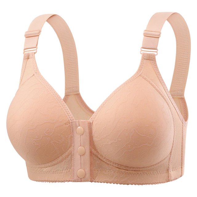 Lenpel Front Closure Bras for Women Plus Size Wireless Full Coverage Supportive Push up Bras Comfortable Everyday Bralettes(Beige,Large)