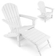thumbnail image 2 of Costway Chaise Adirondack de Patio Extérieur en HDPE, Siège de Plage avec Ottoman Rétractable, Blanc, 2 of 8