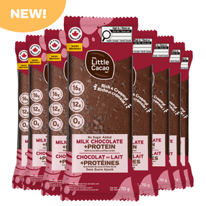 The Little Cacao Co. - Chocolate bars No Sugar Added +Protein + Fibre Milk Chocolate x8