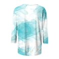 thumbnail image 5 of Hauts Manches Longues pour Femmes T-shirt Imprimé Manches 3/4 Blouse Col Rond Lounge Tops, Bleu Clair, 5 of 5