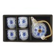 thumbnail image 1 of Service à Thé Bleu de Style Oriental Chinois avec Symbole de Longévité, 1 of 1