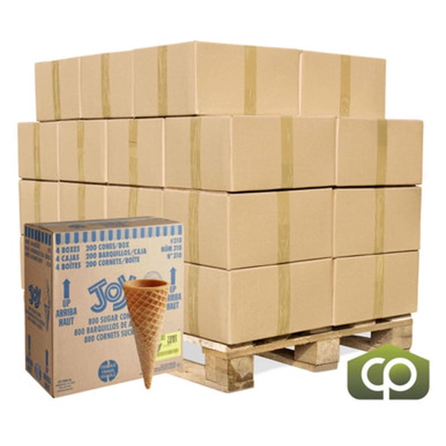 JOY #310 Sugar Ice Cream Cone, Classic Crunchy Tapered Wafer, 800/Box (Full Pallet – 19,200 Cones Total)