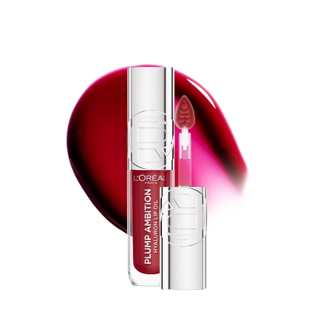 L’Oréal Paris Huile à Lèvres Teintée Plump Ambition, Brillant à lèvres repulpant, Léger picotement, Non collant, Hydratant, Infusé d'acide hyaluronique, WORTH IT, 5 ml