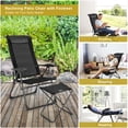 thumbnail image 4 of Costway 4PCS Patio Folding Dining Chair Ottoman Set Adjustable Back Camp Black, 4 of 10
