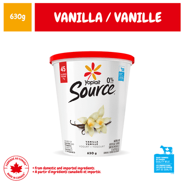 Yoplait Source 0% Smooth Traditional Yogurt, Vanilla, No Added Sugar, 630g