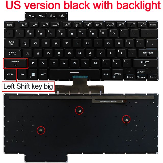 Clavier Anglais US pour ASUS ROG Zephyrus ROG Huan 16 G16 GA503 GA503Q GA503QR GA503QS Huan 15 G15 GU603 GU603H avec Rétroéclairage Noir Coloré bac.