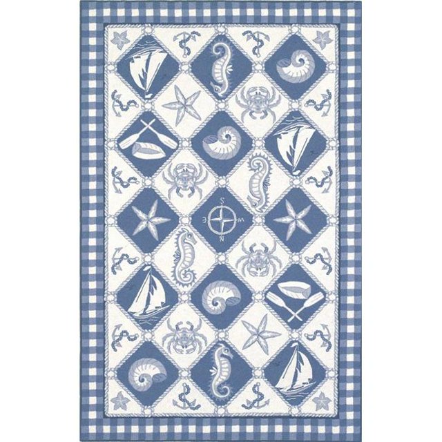 HomeRoots 353655 30 x 50 in. Wool Blue & Ivory Area Rug
