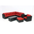 thumbnail image 1 of Innesbrook Collection Ensemble de conversation de patio en aluminium 9 pièces avec coussins rouges, 1 of 2