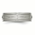 thumbnail image 3 of Acier Inoxydable Poli Brossé Croisé Conception 7mm Ridged-Edge Anneau de Bande 12 Taille, 3 of 6