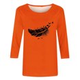 thumbnail image 4 of Dadaria Matters Tee Femme Chemise Orange Manches 3/4 T-Shirt Col Rond Hauts Été Chandail Blouses m, 4 of 4