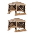 thumbnail image 1 of Clam Quick Set Pavillon Mobile Camping Extérieur Gazebo Auvent, Bronzage (2 Pack), 1 of 5