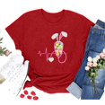 thumbnail image 2 of Hauts d'Été pour Femmes 2023 T-shirt à Col Rond pour Femmes à Imprimé Lapin de Pâques à Manches Courtes Blouse Décontractée Ample, 2 of 4