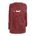 thumbnail image 4 of Pisexur Fuzzy Chandails de Noël pour Femmes Doublés en Molleton à Manches Longues à Col Rond Chandail d'Hiver Chaud Imprimé Verres de Vin Rouge Chandail de Noël à Enfiler Hauts avec Poches, 4 of 4