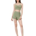 thumbnail image 2 of INSPIRE CHIC Women's Pajama Set Stretchy Knit Spaghetti Strap Runch Cami with Shorts 2 Pcs Loungewear L Green, 2 of 5