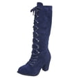 thumbnail image 1 of Bottes Rétro Mi-Mollet à Lacets pour Femmes, Mode Décontractée Vintage, Couvre-Talons pour Gazon, Bottes Rétro pour Femmes, Chaussures à Talons Épais Vintage, 1 of 9