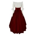 thumbnail image 3 of LOVZFMLL Costume Renaissance pour Femmes Robe Victorienne Médiévale Paysanne Manches à Volants Laçage Chemise Asymétrique Robe Maxi Tenue de Fête d'Halloween Cosplay, 3 of 4