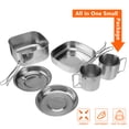 thumbnail image 1 of GOOHOCHY Poêle de Cuisson de Camping Lot de 6 Ensemble de Cuisson en Acier Inoxydable pour Hommes et Femmes Extérieur, 1 of 6