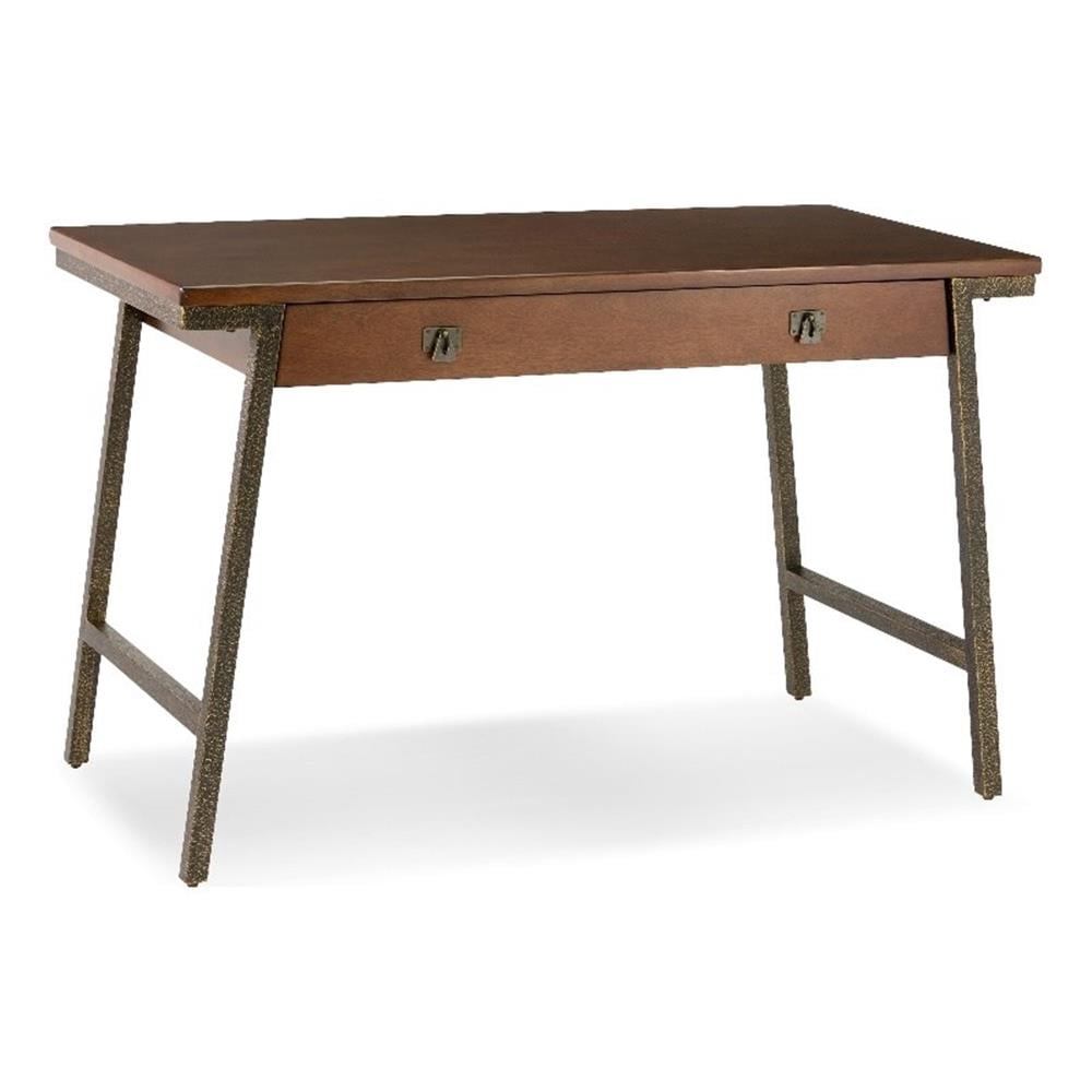 Leick Home Empiria Wood Computer Desk in Walnut and Foundry Bronze