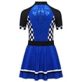 thumbnail image 4 of YiZYiF Racer Girls Costume Kids Racing Driver Fancy Dress-up Short Sleeve Zip Back A Line Dress Royal Blue 16, 4 of 7