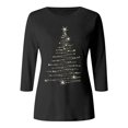 thumbnail image 4 of Kcodviy T-Shirt de Noël pour Femme Haut Scintillant pour Femmes Grande Taille Imprimé Arbre de Noël Hauts d'Été Quart pour Femmes Haut à Manches Col Rond Blouses pour Femmes Tunique à Enfiler, 4 of 4
