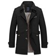 thumbnail image 2 of CEHVOM Men Casual Solid Turndown Single-breasted Windbreaker Side Slit Pocket Multi-button Coat Sales, 2 of 2