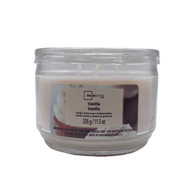 Mainstays Bougie parfumée à la vanille en pot de verre à 3 mèches, 326 g (11,5 oz).