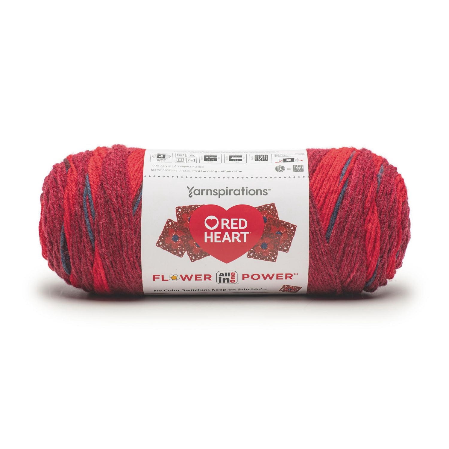 Red Heart® All In One Flower Power™ Fil acrylique peigné n° 4 (moyen), 8,8 oz/250 g, 417 yards