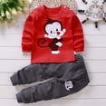 thumbnail image 2 of MIASHUI Ensemble de Pyjama Garçon Enfants Filles 2 Pcs Manches Longues Vêtement de Nuit Vêtements pour Enfants, Rouge, 2-3 Ans, 2 of 3